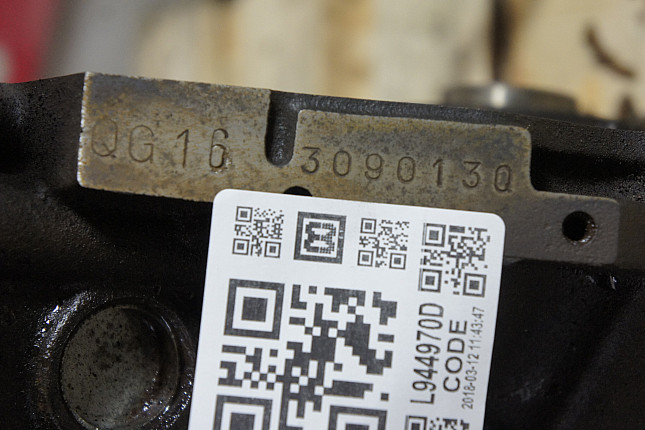 Номер двигателя и фотография площадки Nissan QG16DE